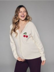 Kardigan z wełną - złamana biel. Kardigany damskie Reserved, l, bez wzorów, z bawełny. Za 259.99 zł.