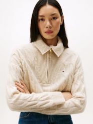 Tommy Hilfiger Wełniany sweter Kobiety Wełna biały, L. Białe swetry damskie Tommy Hilfiger, l, bez wzorów, z wełny, klasyczne, bez kołnierzyka, bez ramiączek, bez kaptura. Za 549.95 zł.