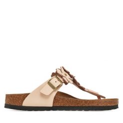 Japonki Birkenstock. Czerwone klapki damskie Birkenstock, bez wzorów, bez obcasa. Za 499.99 zł.