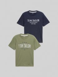 Męska Koszulka Tom Tailor Doublepack T-shirt Oak Leaf Green 1048076 10314. Zielone t-shirty męskie Tom Tailor, m, bez wzorów, bez kołnierzyka. Za 89.99 zł.