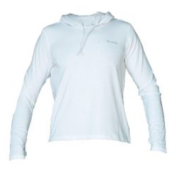 Bluza dresowa sportowa damska W EU Sun Trek LS Hoodie. Białe bluzy sportowe damskie Columbia, bez wzorów, z bawełny, bez kaptura. Za 199.99 zł.
