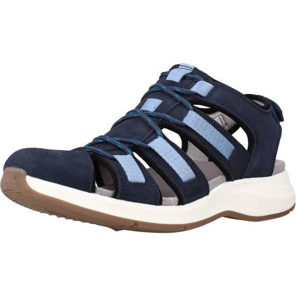 Sandały CLARKS SOLAN SAIL COMBI Niebieski. Niebieskie sandały damskie Clarks, bez wzorów, ze skóry, bez obcasa, bez zapięcia. Za 215.99 zł.