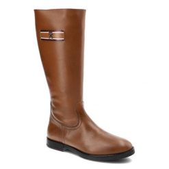 Brązowe Kozaki Damskie Tommy Hilfiger Eleganckie Skórzane Buty. Brązowe kozaki damskie Tommy Hilfiger, ze skóry, bez obcasa, na płaskiej podeszwie. Za 689.00 zł.