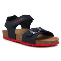 Sandały Geox. Niebieskie sandały chłopięce Geox, bez zapięcia. Za 169.99 zł.