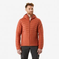 Kurtka puchowa turystyczna męska Forclaz MT100 -5°C. Brązowe kurtki sportowe męskie FORCLAZ, l, bez wzorów, z materiału, trekkingowe. Za 299.99 zł.