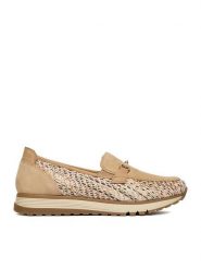 Rieker Półbuty 49042-62 Beżowy. Brązowe półbuty damskie Rieker, bez wzorów, ze skóry, bez obcasa, na płaskiej podeszwie, bez zapięcia. Za 369.99 zł.