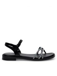 Lasocki Sandały EMIE RST-EMIE-13 Czarny. Czarne sandały damskie Lasocki, bez wzorów, ze skóry, bez obcasa, na płaskiej podeszwie, bez zapięcia. Za 129.99 zł.