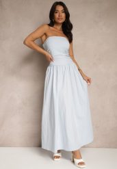 Niebieska Koktajlowa Bawełniana Sukienka Bodycon Filitera. Niebieskie sukienki dla dziewczynek Renee, bez wzorów, z bawełny, eleganckie, bez ramiączek. Za 139.99 zł.