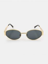 Owalne okulary przeciwsłoneczne w metalowych oprawkach - złoty. Żółte okulary przeciwsłoneczne damskie Sinsay, owalne. Za 19.99 zł.