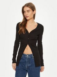 Calvin Klein Jeans Kardigan J20J224761 Czarny Slim Fit. Czarne kardigany damskie Calvin Klein Jeans, xs, bez wzorów, z bawełny, bez kołnierzyka, bez ramiączek, bez kaptura. Za 219.99 zł.