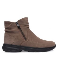 Botki Caprice. Szare botki damskie Caprice, bez obcasa, na płaskiej podeszwie, bez zapięcia. Za 409.99 zł.
