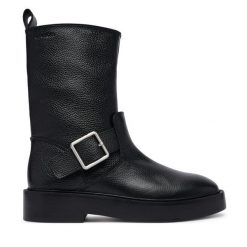 Botki Calvin Klein. Czarne botki damskie Calvin Klein, bez obcasa, na płaskiej podeszwie, bez zapięcia. Za 899.99 zł.