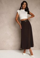 Brązowa Spódnica o Rozkloszowanym Kroju Melobia. Brązowe spódnice damskie Renee, bez wzorów, eleganckie, z podwyższonym stanem, maxi, proste. Za 64.99 zł.