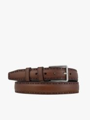 Brązowy pasek ze skóry licowej. Brązowe paski damskie Brawo sp. z o.o., bez wzorów, z denimu, casualowe. Za 129.99 zł.