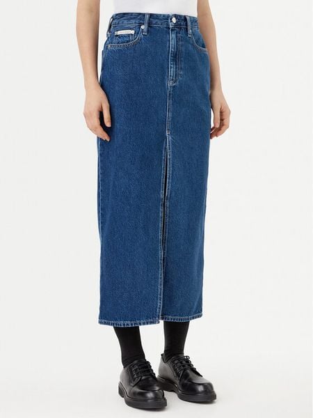 Calvin Klein Jeans Spódnica jeansowa J20J224531 Granatowy Straight Fit. Niebieskie spódnice damskie Calvin Klein Jeans, bez wzorów, z bawełny. Za 279.99 zł.