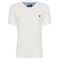 Sweter w kolorze ecru. Białe swetry damskie Denim Culture, s, bez wzorów, z bawełny, bez kołnierzyka, bez ramiączek, bez kaptura. W wyprzedaży za 99.95 zł.