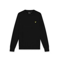 Sweter z okrągłym dekoltem z bawełny merino Lyle & Scott. Czarne swetry przez głowę męskie LYLE AND SCOTT, l, bez wzorów, z bawełny, bez kołnierzyka. Za 295.25 zł.