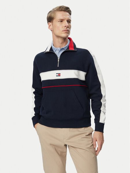 Tommy Jeans Bluza Cblock DM0DM23244 Granatowy Relaxed Fit. Niebieskie bluzy męskie Tommy Jeans, m, bez wzorów, z bawełny, bez kaptura. Za 529.99 zł.