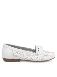 Rieker Mokasyny L6396-80 Biały. Białe baleriny damskie Rieker, ze skóry. Za 159.99 zł.