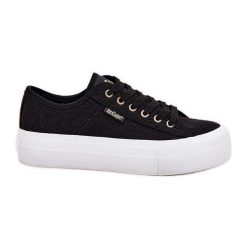 Trampki Damskie Z Koronką Lee Cooper LCW-25-31-3439L Czarne. Czarne trampki i tenisówki dziewczęce bez wzorów, z koronki, bez zapięcia. Za 187.53 zł.