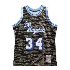 Jersey Los Angeles Lakers tiger camo. Brązowe koszulki sportowe męskie Mitchell & Ness, bez wzorów, z jersey, bez kołnierzyka, bez ramiączek, na fitness i siłownię. Za 616.50 zł.