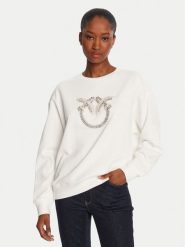 PINKO Bluza Nelly 100534 A2RO Biały Regular Fit. Białe bluzy damskie Pinko, xl, bez wzorów, z bawełny, bez kaptura. Za 929.99 zł.