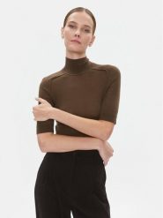 Calvin Klein Body K20K205990 Brązowy Slim Fit. Brązowe bluzki damskie Calvin Klein, xl, bez wzorów, z wełny, bez kołnierzyka, bez ramiączek. Za 599.99 zł.
