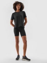 4F Legginsy krótkie treningowe damskie - czarne S. Czarne legginsy damskie 4f, s, bez wzorów, z dzianiny, z podwyższonym stanem, krótkie, na fitness i siłownię. Za 99.99 zł.