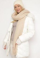 Beżowy Szalik z Ozdobnymi Frędzlami Esariana. Brązowe szaliki i chusty damskie Born2be, bez wzorów, klasyczne. Za 34.99 zł.