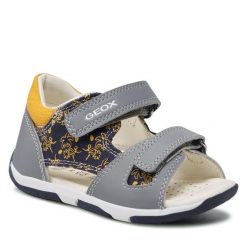 Sandały Geox. Szare sandały chłopięce Geox, bez zapięcia. Za 189.99 zł.