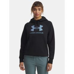 Bluza Under Armour Rival Fleece Piped HZ Hoodie. Czarne bluzy sportowe damskie Under Armour, bez wzorów, bez kaptura, na fitness i siłownię. Za 169.99 zł.