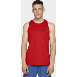 Koszulka bez rękawów męska TSM305 - czerwony. Czerwone t-shirty męskie 4f, m, bez wzorów, z bawełny, bez kołnierzyka. Za 29.99 zł.