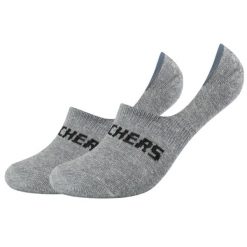 Skarpetki sportowe dla dorosłych 2PPK Mesh Ventilation Footies Socks. Szare skarpety damskie Skechers, bez wzorów, z meshu. Za 29.99 zł.