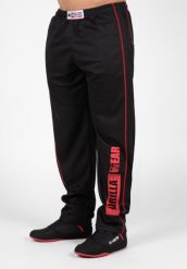Wallace Mesh Spodnie - Czarny/Czerwony. Czarne spodnie sportowe męskie GORILLA WEAR, l, bez wzorów, z meshu, na fitness i siłownię. Za 209.00 zł.