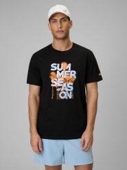 4F T-shirt oversize z nadrukiem męski - czarny 3XL. Czarne koszulki sportowe męskie 4f, m, bez wzorów, z bawełny, bez kołnierzyka, bez ramiączek. Za 69.99 zł.