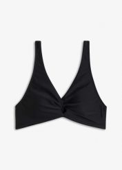 Biustonosz bikini typu bustier z ozdobnym przewiązaniem. Fioletowe bikini damskie bonprix, z aplikacjami. Za 77.99 zł.