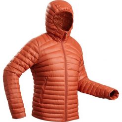 Kurtka trekkingowa męska puchowa Forclaz Trek 100. Brązowe kurtki męskie FORCLAZ, l, bez wzorów, z materiału, sportowe, bez kaptura. Za 229.99 zł.