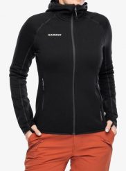 Bluza trekkingowa damska Mammut Aconcagua ML Hooded Jacket. Czarne bluzy damskie Mammut, m, bez wzorów, z materiału, z kapturem. Za 856.25 zł.