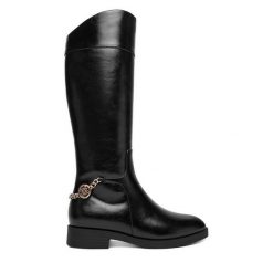 Kozaki Nine West. Czarne kozaki damskie Nine West, bez obcasa, na płaskiej podeszwie. Za 349.99 zł.