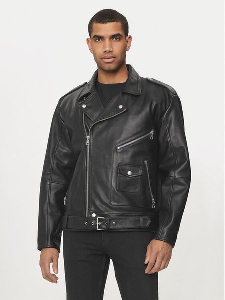 Calvin Klein Jeans Kurtka skórzana J30J325600 Czarny Regular Fit. Czarne kurtki męskie Calvin Klein Jeans, m, bez wzorów, z jeansu, bez kaptura. Za 2,239.00 zł.