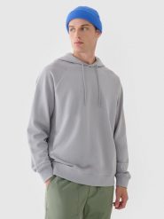 4F Bluza dresowa nierozpinana z kapturem męska - szara XL. Szare bluzy męskie 4f, m, bez wzorów, z bawełny, z kapturem. Za 179.99 zł.