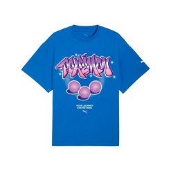 Koszulka męska Puma POKEMON X HOOPS I niebieska, rozmiar M. Niebieskie koszulki sportowe męskie Puma, m, bez wzorów, z materiału, bez kołnierzyka, bez ramiączek, na fitness i siłownię. Za 138.57 zł.