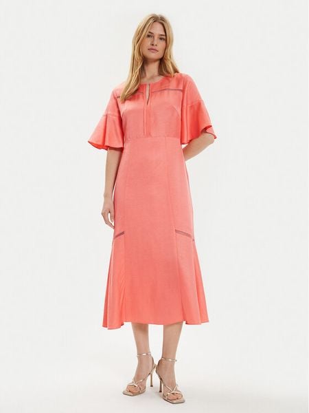Boss Sukienka letnia Dileina 50512807 Różowy Regular Fit. Czerwone sukienki damskie Boss, na lato, bez wzorów, ze lnu, bez kołnierzyka, bez ramiączek. Za 2,099.00 zł.