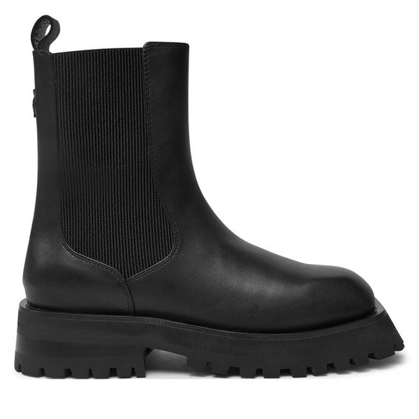 Sztyblety DKNY. Czarne botki damskie DKNY, bez obcasa, na płaskiej podeszwie, bez zapięcia. Za 739.99 zł.