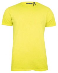 Żółty T-Shirt (Koszulka) Bez Nadruku -BRAVE SOUL- Męski, Okrągły Dekolt, Fluo, Intensywny Kolor. Żółte t-shirty męskie Brave Soul, l, bez wzorów, z bawełny, casualowe, bez kołnierzyka. Za 45.00 zł.