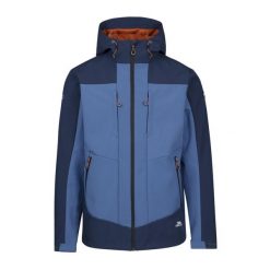 Trespass Tamston- Męska kurtka softshell granatowa. Niebieskie kurtki męskie Trespass, na lato, m, z aplikacjami, z softshellu, sportowe, bez kaptura. Za 346.99 zł.