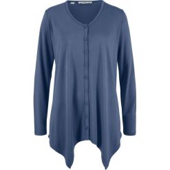 Sweter rozpinany z dłuższymi bokami bonprix indygo. Kardigany damskie marki bonprix. Za 49.99 zł.