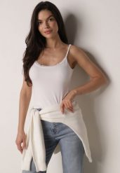 Biały Bawełniany Top Bieliźniany z Koronką na Regulowanych Ramiączkach Beralisa. Białe bluzki damskie Born2be, l, bez wzorów, z bawełny, klasyczne, bez kołnierzyka, bez ramiączek. Za 29.99 zł.