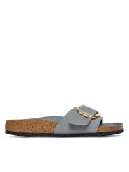 Birkenstock Klapki Madrid Big Buckle Hex 1032090 Szary. Szare klapki damskie Birkenstock, bez wzorów, ze skóry, bez obcasa. Za 579.99 zł.