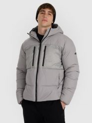 4F Kurtka puchowa z syntetycznym wypełnieniem męska - szara 3XL. Szare kurtki męskie 4f, na zimę, m, bez wzorów, z puchu, bez kaptura. Za 499.99 zł.